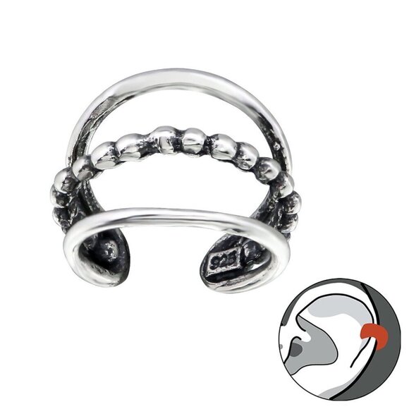 Sterling Silver Triple Band Ear Cuff – No Piercing Needed - Picture 1 of 14